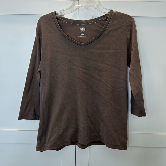 St. John’s Bay Brown 3/4 quarter sleeve size: Large - Picture 1 of 3